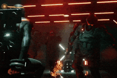 a group of people are standing around a person laying on the floor in a video game