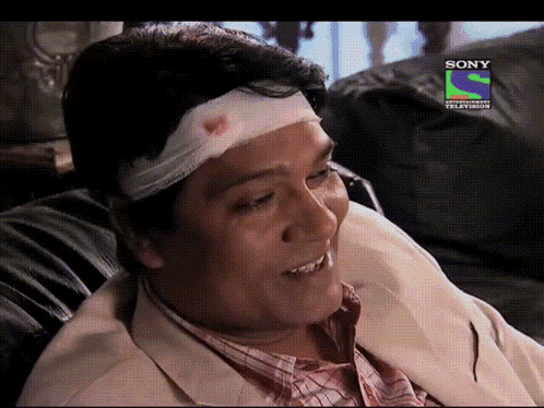 a man with a bandage on his head is shown on sony television