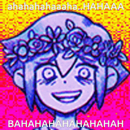 a colorful drawing of a girl with a flower crown on her head