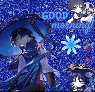 a good morning greeting card with anime characters
