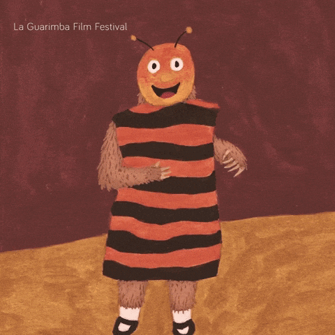 a painting of a sloth wearing a striped dress with the words la guarimba film festival below it