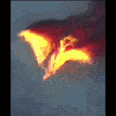 a painting of a fire dragon flying in the sky