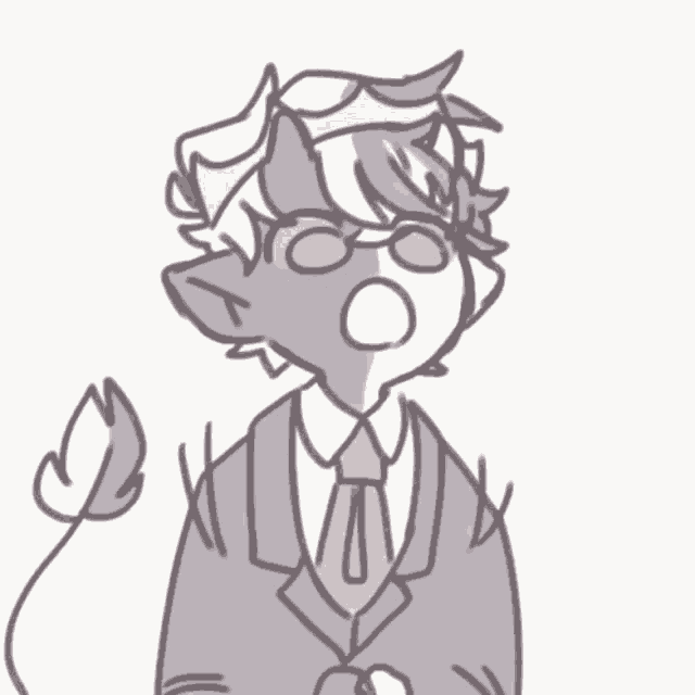 a drawing of a boy in a suit and tie with a horn on his head .