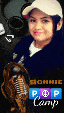 a poster for bonnie pop camp with a picture of a woman