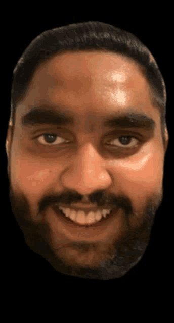 a man with a beard and mustache is smiling