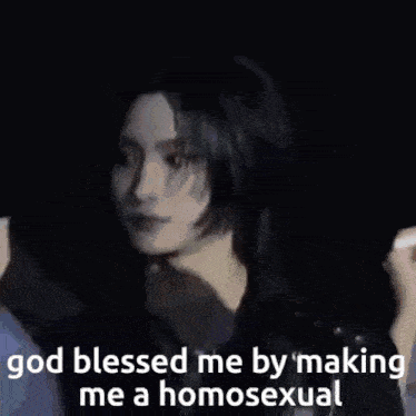a picture of a woman with the words " god blessed me by making me a homosexual "