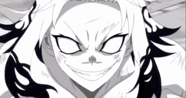 a close up of a person 's face with a smirk on it .
