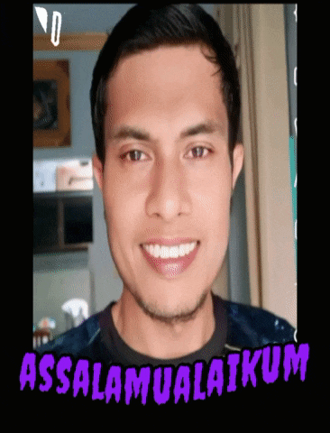 a man is smiling with the words assalamualaikum on the bottom