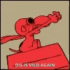 a cartoon of snoopy wearing sunglasses and a red box with the words `` dis is wild again '' .