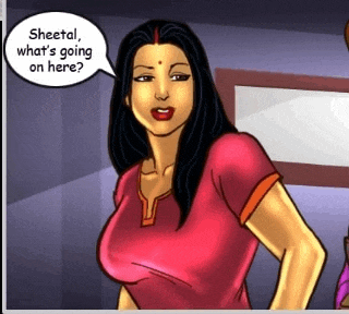 a cartoon of a woman with a speech bubble that says sheetal what 's going on here