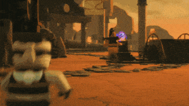 a video game scene with a sign that says 52