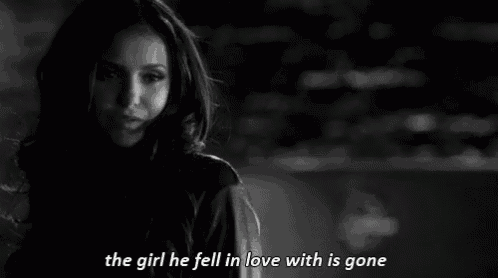 a black and white photo of a woman with the caption the girl he fell in love with is gone