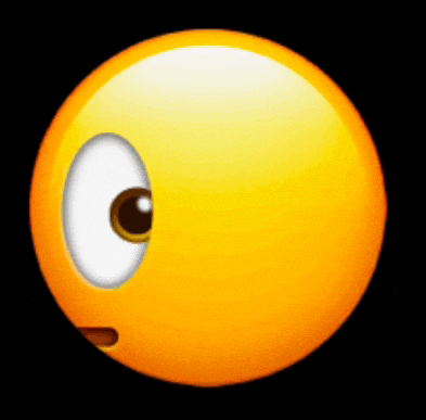 a close up of a yellow smiley face with a large eye