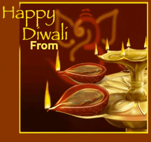 a happy diwali from greeting card with candles