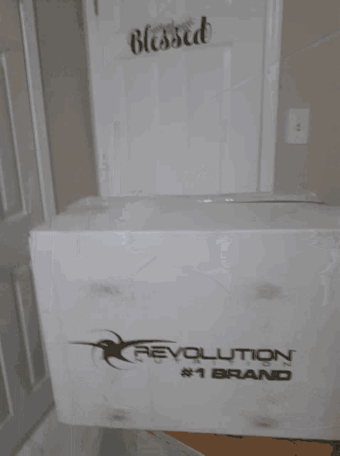 a bottle of revolution whey dessert chocolate mint ice cream on a shelf