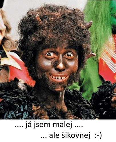 a picture of a man with horns and the words ja jsem malej