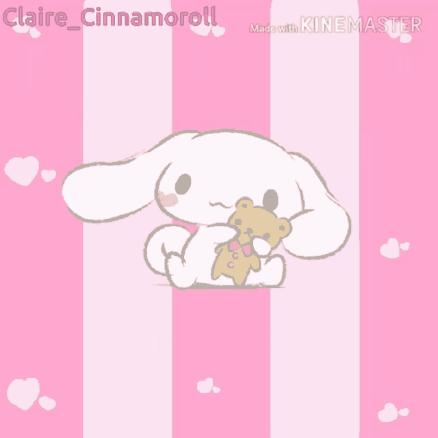 a drawing of cinnamoroll on a pink background