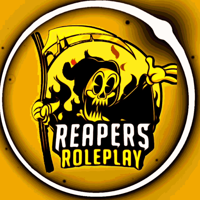 a logo for reapers roleplay with a grim reaper