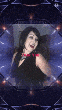 a picture of a woman with the words thank you on the bottom right