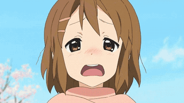 a close up of a cartoon girl with her mouth open