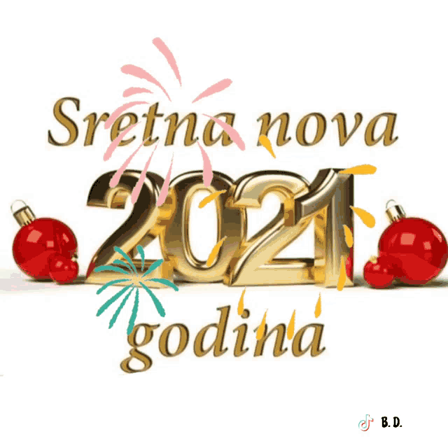 sretna nova godina is written in gold letters