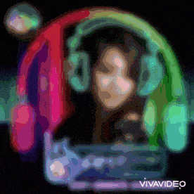 a drawing of a person wearing headphones with the words vivavideo below