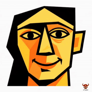 a cartoon drawing of a man 's face with a bull on it