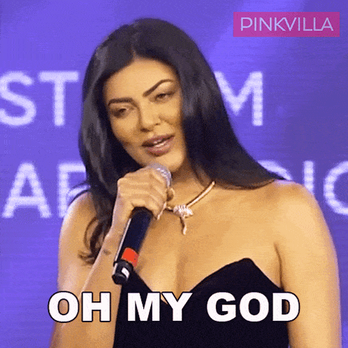 a woman singing into a microphone with the words oh my god below her