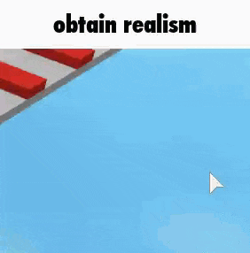 a man is walking across a bridge in a video game with the words `` obtain realism '' written above him .