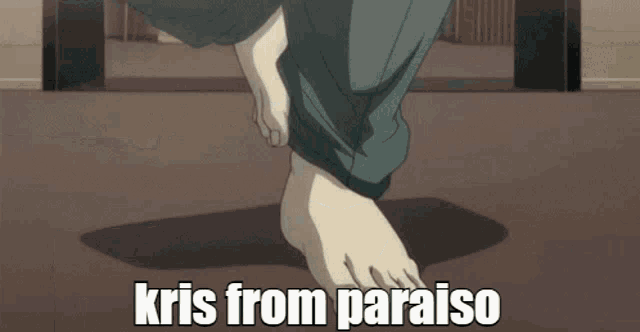 a picture of a person 's feet with the words kris from paraiso below them