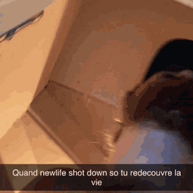 a picture of a person with the words quand newlife shot down so tu redecouvre la vie