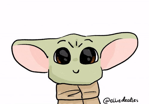 a drawing of a baby alien with a scarf around its neck