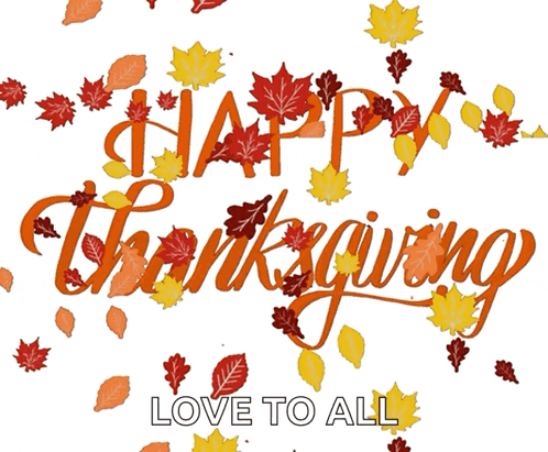 a happy thanksgiving greeting card with leaves surrounding it