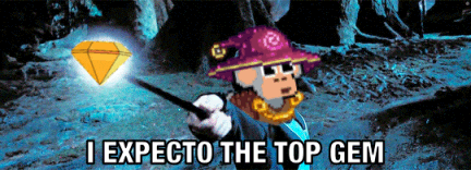 a cartoon character holding a wand with the words i expecto the top gem