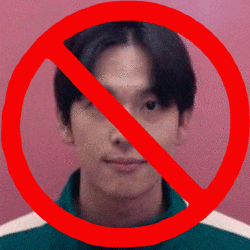 a man 's face is surrounded by a red circle with a line through it