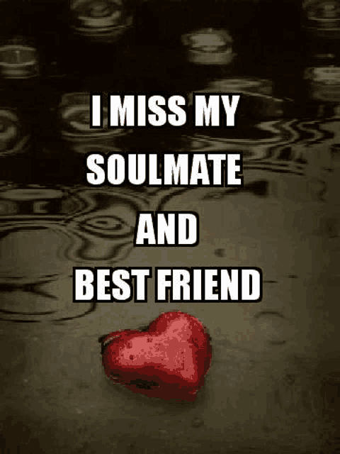 a picture of a heart with the words `` i miss my soulmate and best friend '' on it .