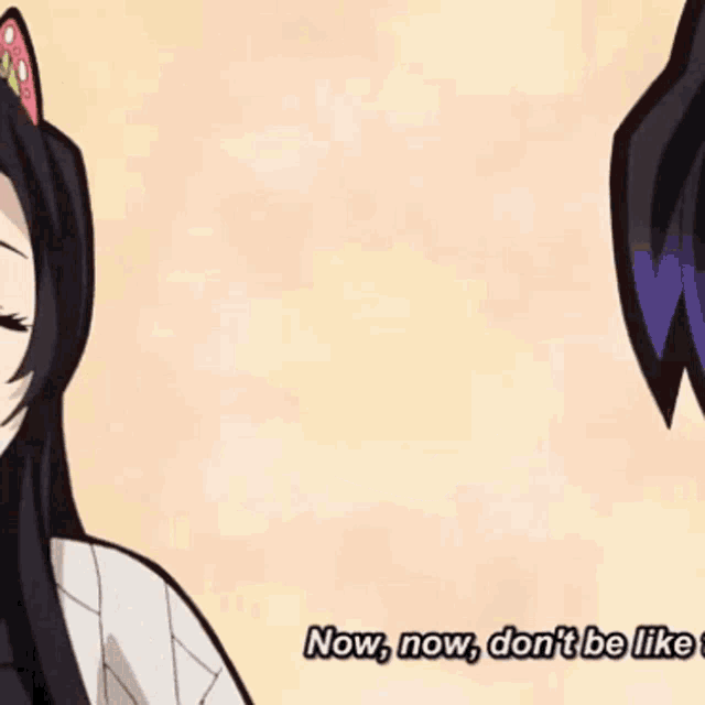 a cartoon girl with a flower in her hair says now now don t be like that