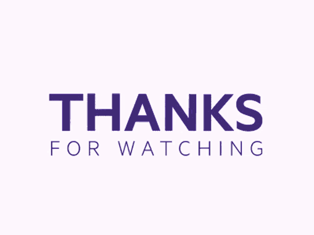 a purple sign that says thanks for watching on a white background