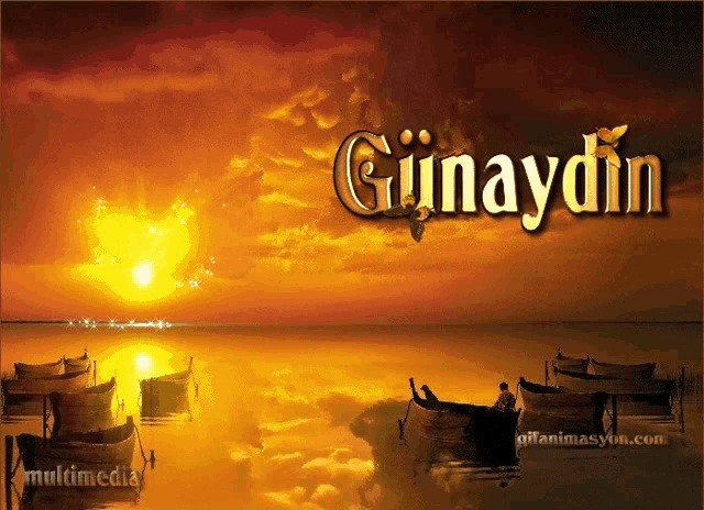 a picture of boats in the water with the word günaydin on the top
