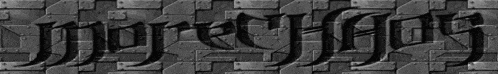 a black and white photo of a brick wall with the word more written in black letters .