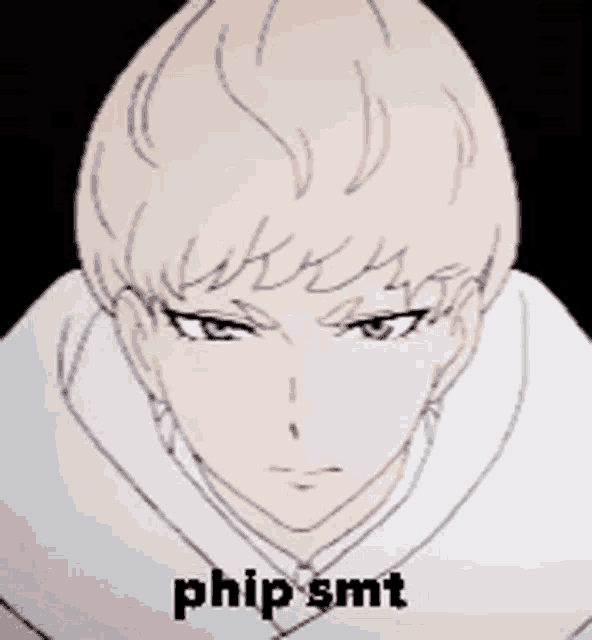 a close up of a person 's face with the word philip smt written on it