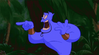 a cartoon character pointing at something with his finger