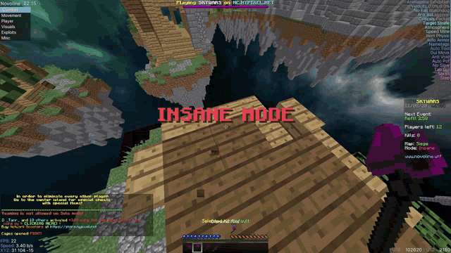 a screenshot of a minecraft game shows the insane mode