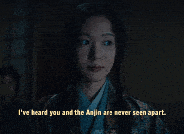 a woman drinking from a cup with the words " i 've heard you and the anjing are never seen apart " below her