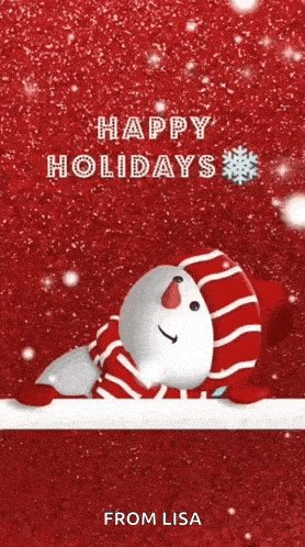 a christmas card with a snowman and the words " happy holidays from lisa "