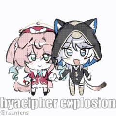 a pixel art explosion with the words hyacipher explosion written on it
