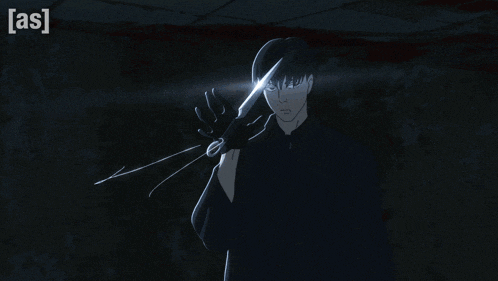 a cartoon of a man holding a gun with the letters as visible
