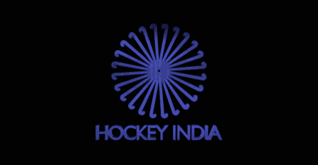 a logo for hockey india is displayed on a dark background