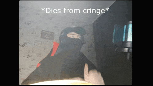 a picture of a person with the words " dies from cringe " above them