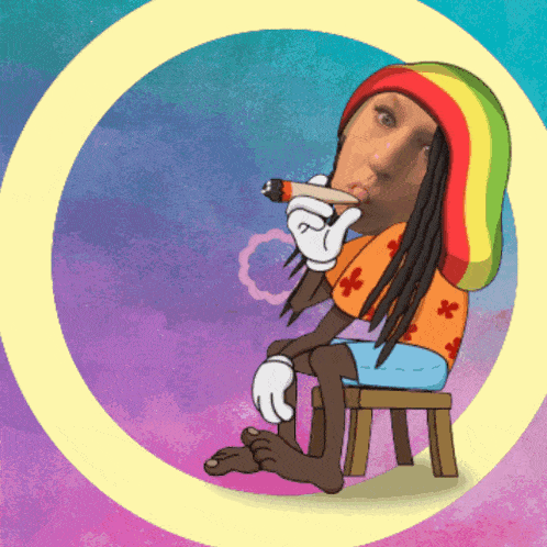 a cartoon of a man smoking a cigarette
